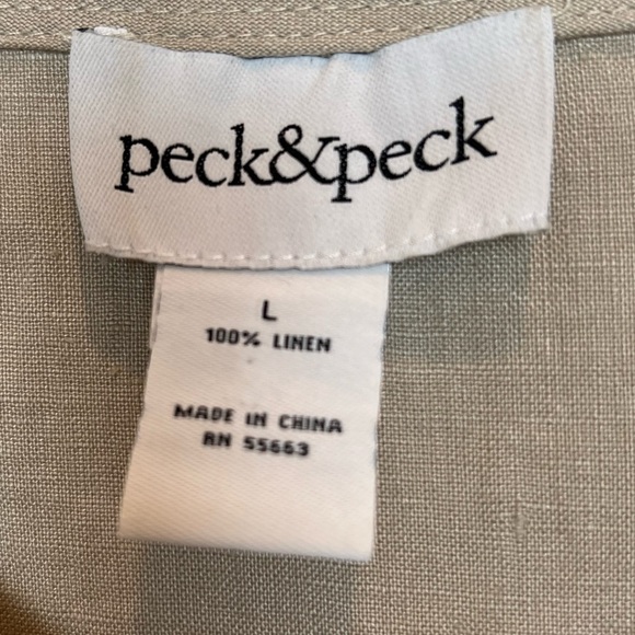 Peck & Peck 100% Linen Dress, Tan V-Neck Tassel Trim Sz L Side Ziper - Picture 11 of 11